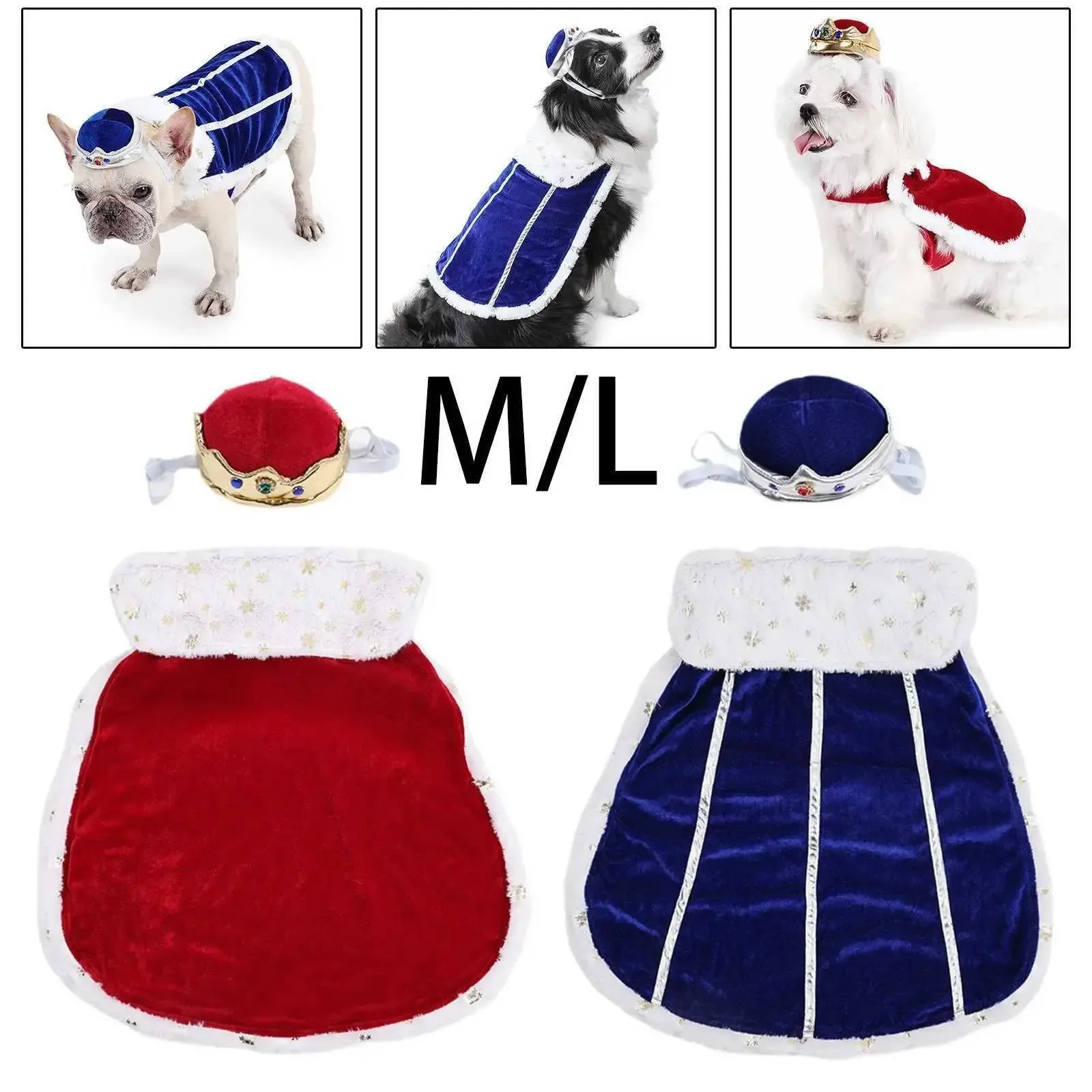 Halloween Dog Costume Photo Prop Party Clothing Easy To Wear Pet Apparel Dog King Costume Set For Pet Gift Holiday Christmas C25