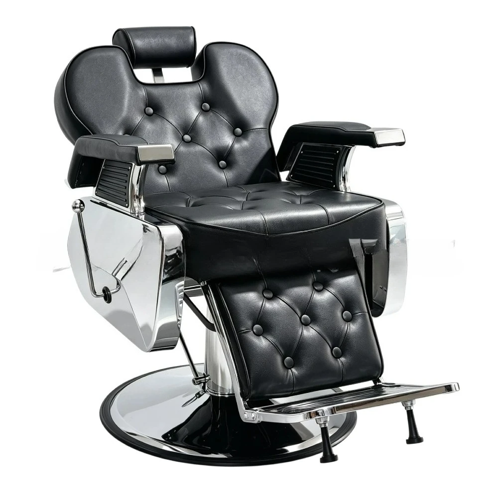 Classic Men's Barber Chair Retro Oil Head  Light Luxury Shave Reclining  Button Pull Point Hair  Barber Shop