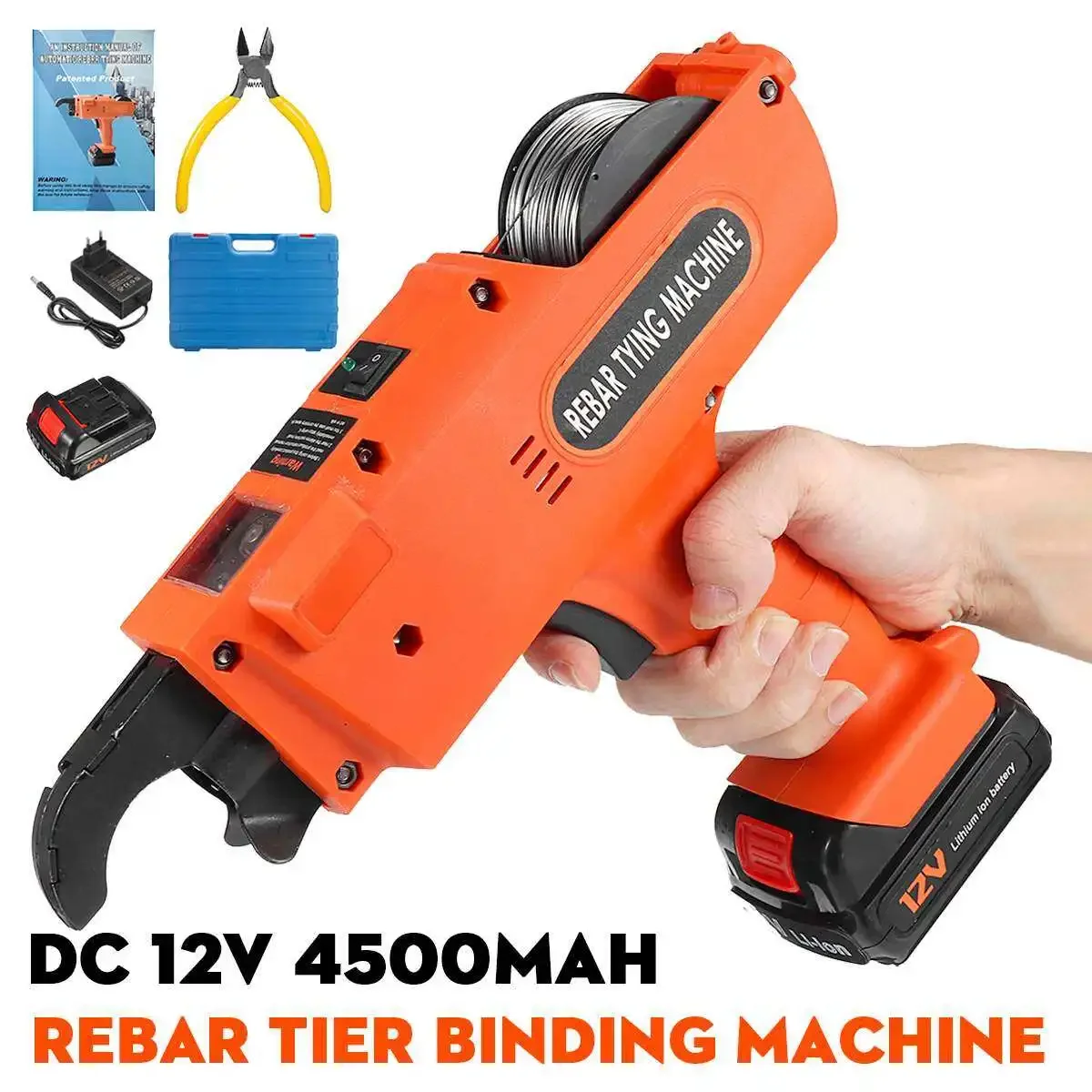 

Hand Held Steel Machine 12V Automatic Rebar Tying Machine Rebar Tier Binding Machine With 2PCS Cordless Wire Lithium Battery