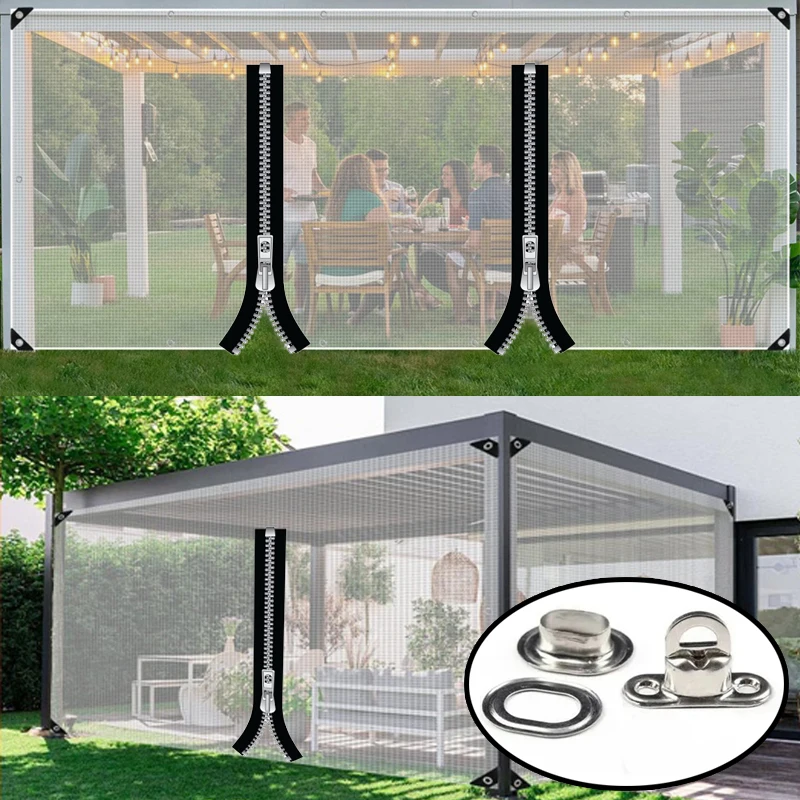 

Прозрачная брезентовая занавеска по индивидуальному заказу с поворотным замком, легкая брезентовая дворовая пергола, ветрозащитный экран с дверцей на молнии