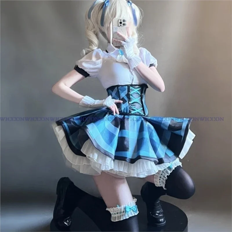 

MN1 Todo Yurika Cosplay Anime Aikatsu! Cosplay Costume Women Cute Lolite Blue Dress Hoshimiya Ichigo Wig Halloween Party Uni9*Jy