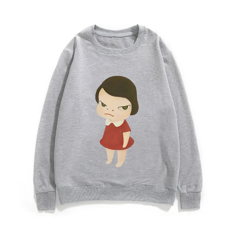 Yoshitomo Nara Red Dress Girl Graphic Print Sweatshirt Men Women Cartoon Casual Pullover Male Cute Funny Oversized Sweatshirts