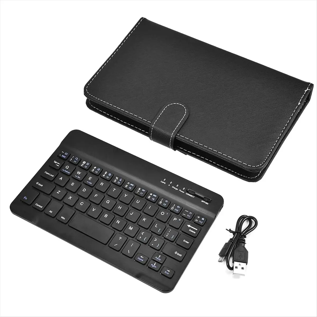 *ABAB Bluetooth Mini Wireless Keyboard with PU Leather Case for Smartphone Tablet 4.5 Inch - 6.8 Inch Rechargeable