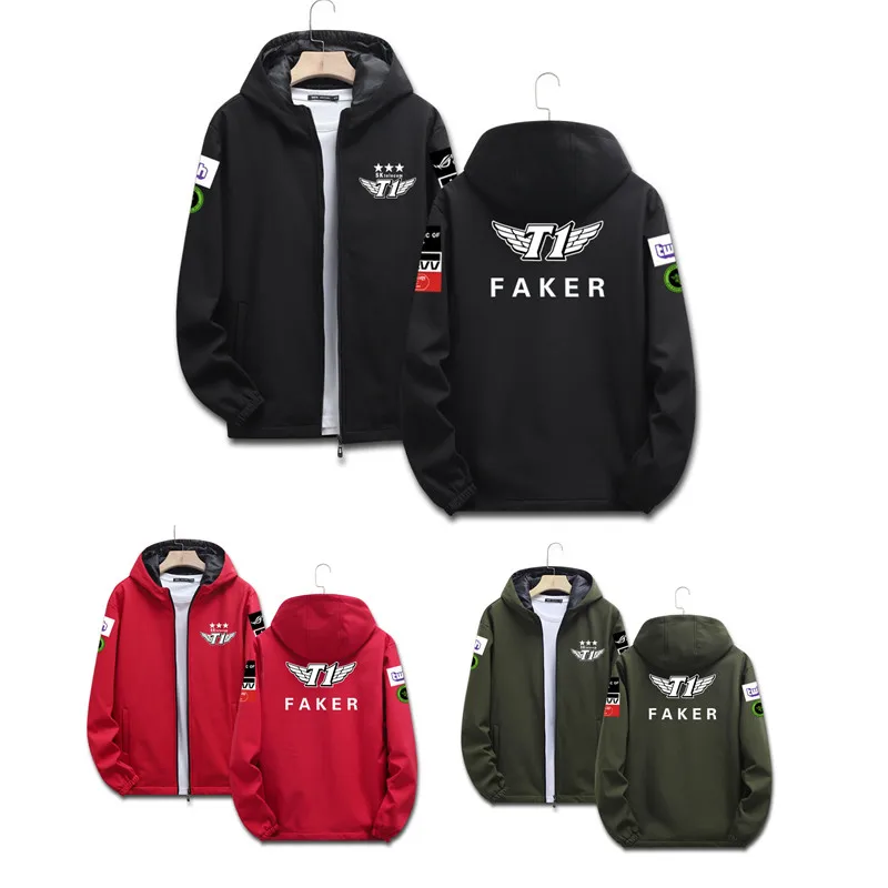 

STOCK Game LOL SKT1 team Uniform Plush LOL T1 Peripheral Faker Same Game Oversize Fatso Sweater Jacket Plus Size XXS-10XL 2023