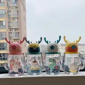 Cartoon Tier Baby Wasserflasche mit Stroh für Kinder, große tragbare Reiseflasche für Jungen und Mädchen 12 Hauptverkaufswasserflaschenjunge - №10