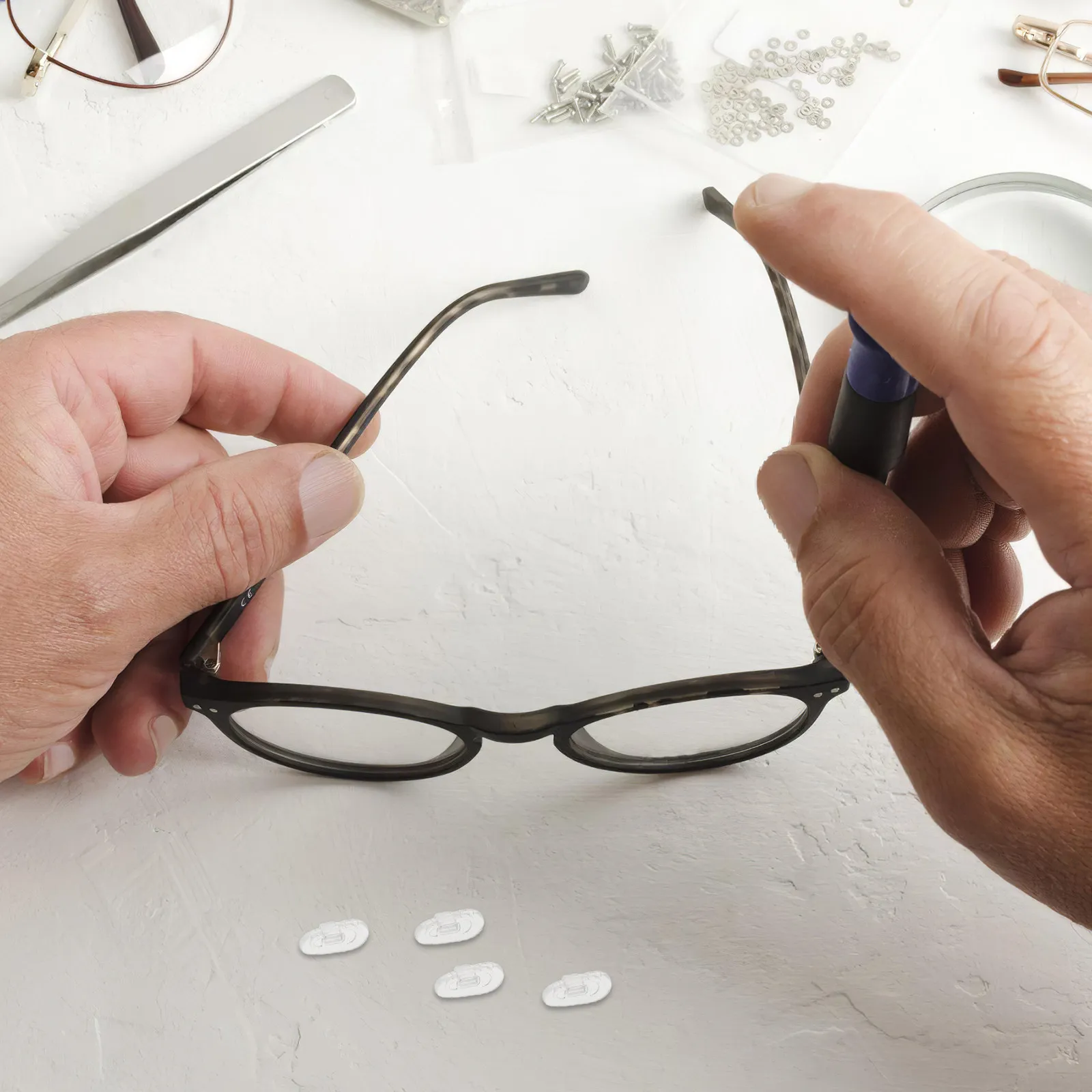 

200 шт. силиконовых накладок для носоупоров очков, мягкие сменные подушечки для комфортной и надежной фиксации очков