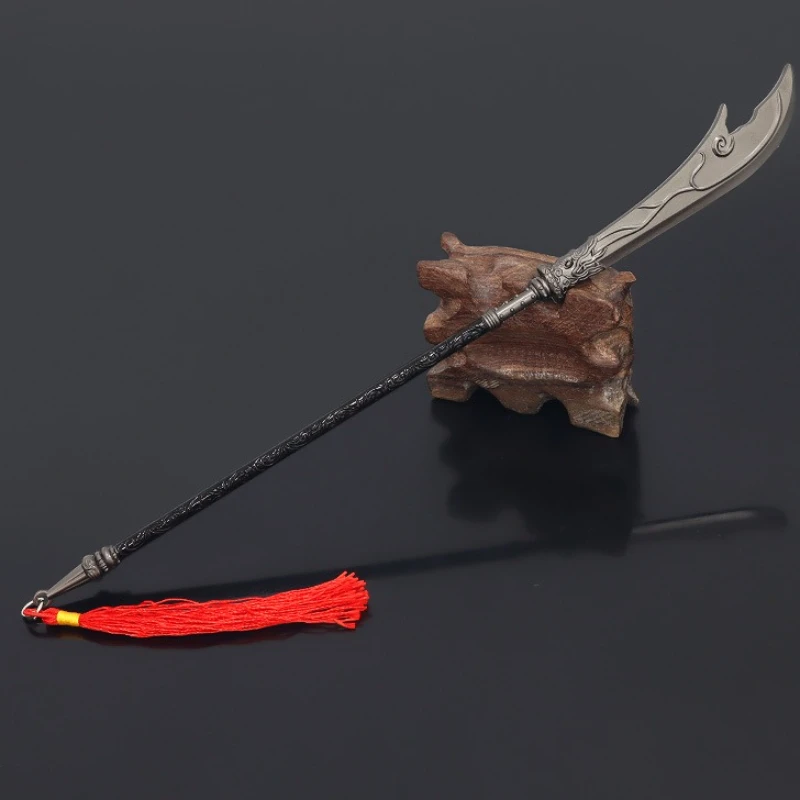 30 سنتيمتر/11.81in الصين الأجهزة الطرفية للفيلم والتلفزيون غوان يو التنين الأخضر الهلال سكين سلاح معدني نموذج الحرف سطح المكتب الحلي اللعب