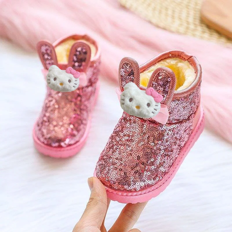 

Sanrio hello kitty winter kids warm boots baby toddler shoes thickened warm cotton shoes snow boots girls casual shoes