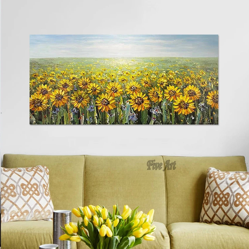 

3d Beautiful Picture Scenery Canvas Art Abstract Frameless Modern Wall Paintings Impressionist Sunflowers Oil Paintings Decor