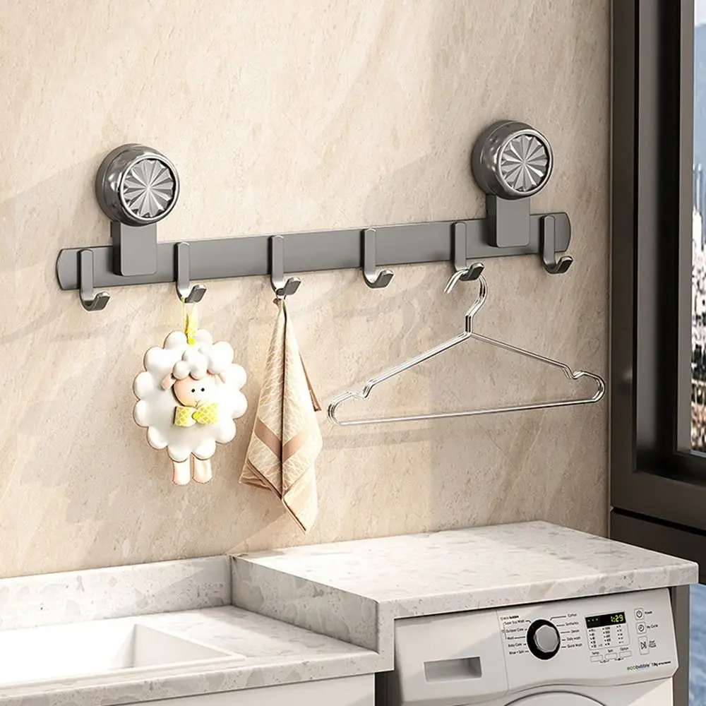 

Punch Free Suction Cup Door Hook Waterproof Wall Mounted Hats Clothes Storage Hook with 4/5/6 Hook Space Saving