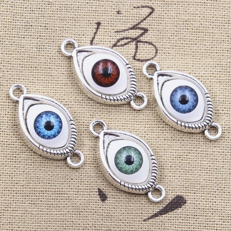 6pcs Charms 4colors Devil Eye 30x15mm Antique Tibetan Pendant Findings Accessories DIY Vintage Choker Handmade Jewelry