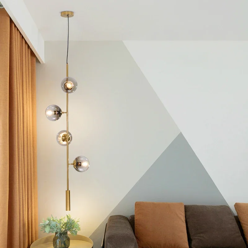 Nordic Designer Glas Ball Anhänger Lichter Lange Form für Esszimmer Wohnzimmer Hängen Anhänger Lampe Glanz Zimmer Dekor