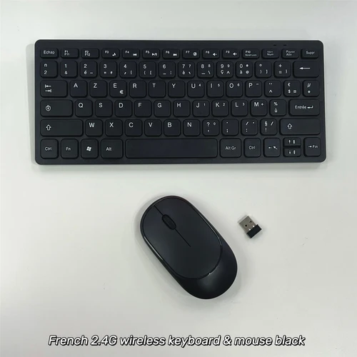 Imagen 1 del producto Mini conjunto combinado de teclado y ratón inalámbricos, francés, español, ruso, coreano, 2,4G, para Notebook, portátil, Mac, ordenador de escritorio