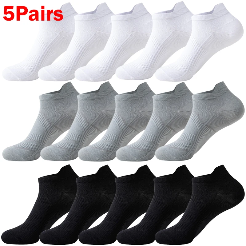 

5Pairs Men's Business Breathable Soft Socks for Men Casual Sport Low Cut Ankle Sock Unisex Solid Color Short Socken Calcetines