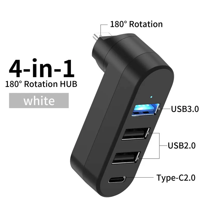 180 Degree Rotatable HUB 4 Ports USB C Adapter USB3.0 2.0 Type C 2.0 Data Transfer Charging Docking Stations for Laptop Phone