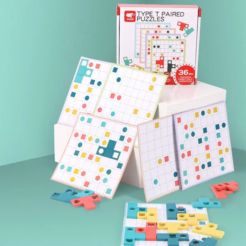 Gioco di pensiero logico per bambini Regalo per bambini Giocattolo educativo precoce creativo Tangram Jigsaw Board Puzzle Giocattoli di legno colorati