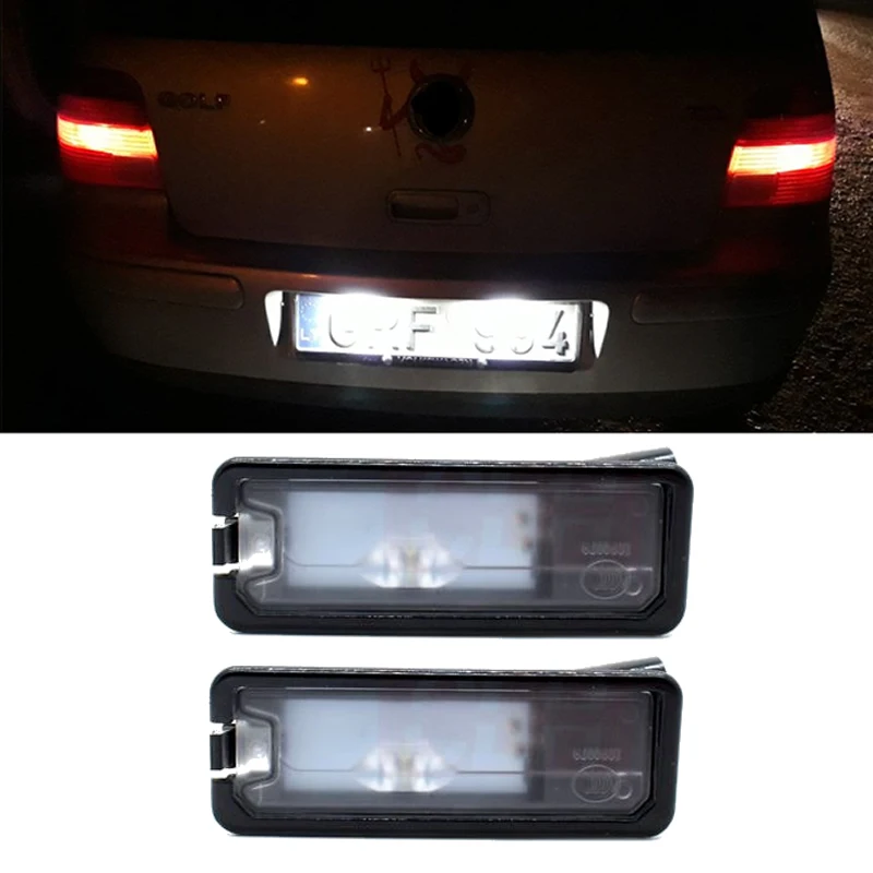 2pcs License Plate LED Light Universally Used For VW/Golf MK6 MK7 /Passat B7 CC Scirocco 35D 943 021 A Led Driving Lamp White