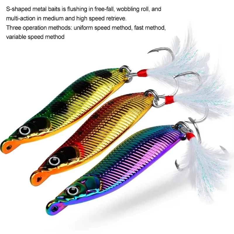 

2.5g-9gMetal Spinner Bait Spoon Fishing LuresJapanese Artificial Bass Hard Sequin Swimbaitwith Feather Wobblers Fishing Tackle