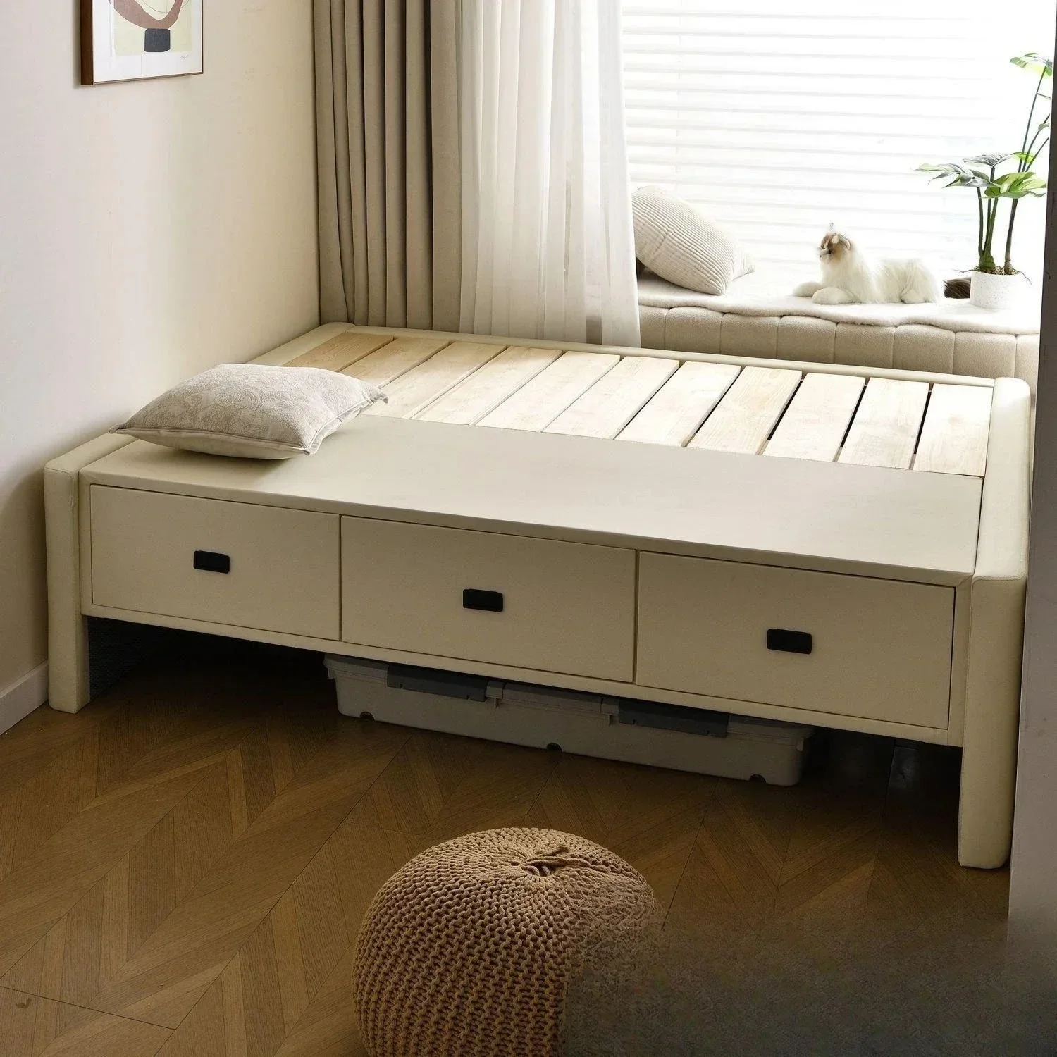 Tatami bed shelf row skeleton bed cabinet integrated multi-function