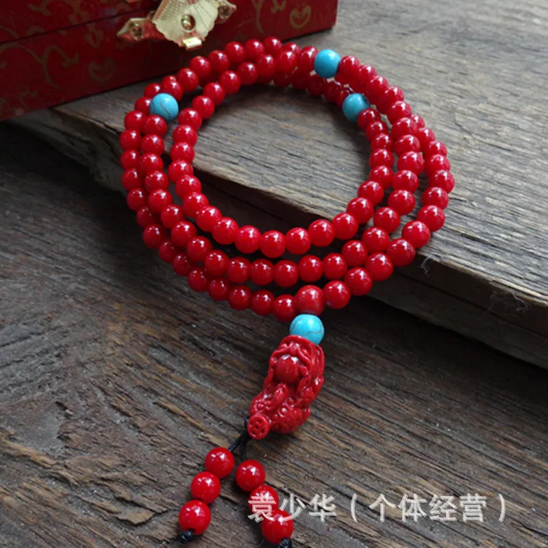 

Ethnic Coral Bracelet 5/6mm108Lotus Beads/ Women's Clothing/Pendant Business Gift Bracelet One Piece Dropshipping