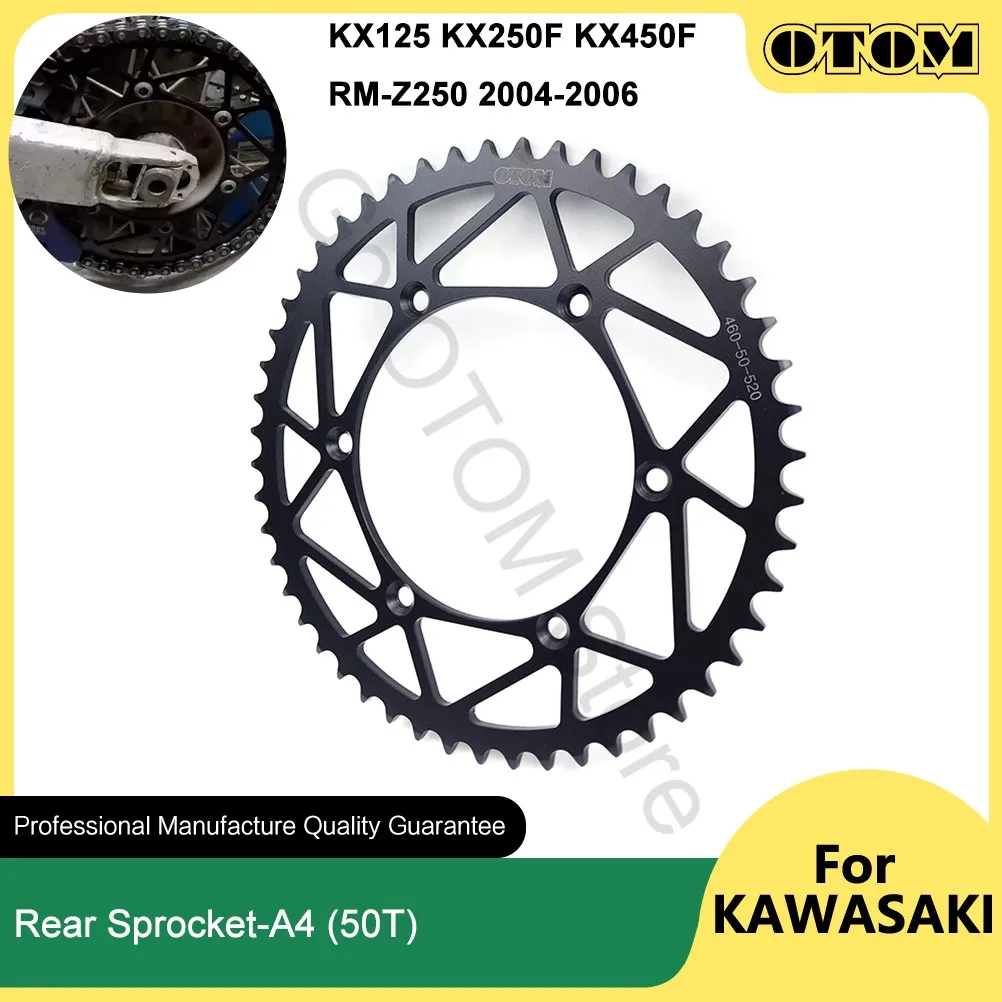 

OTOM 1990-2023 Motorcycle Rear Sprocket Chain 520 50T For KAWASAKI SUZUKI KX125 KX250F KX250X KX450F KLX250R RMZ250 Motocross