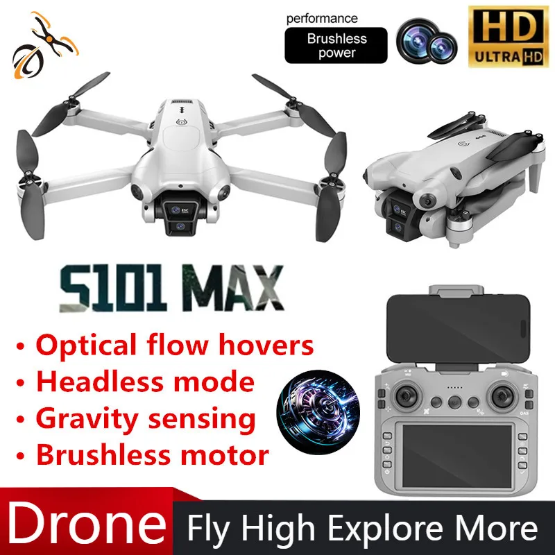 

S101 MAX Drone Professinal 8K HD Dual Camera 120° Wide angle ESC 5G WiFi UAV With screen Brushless Obstacle Avoidance Quadcopter