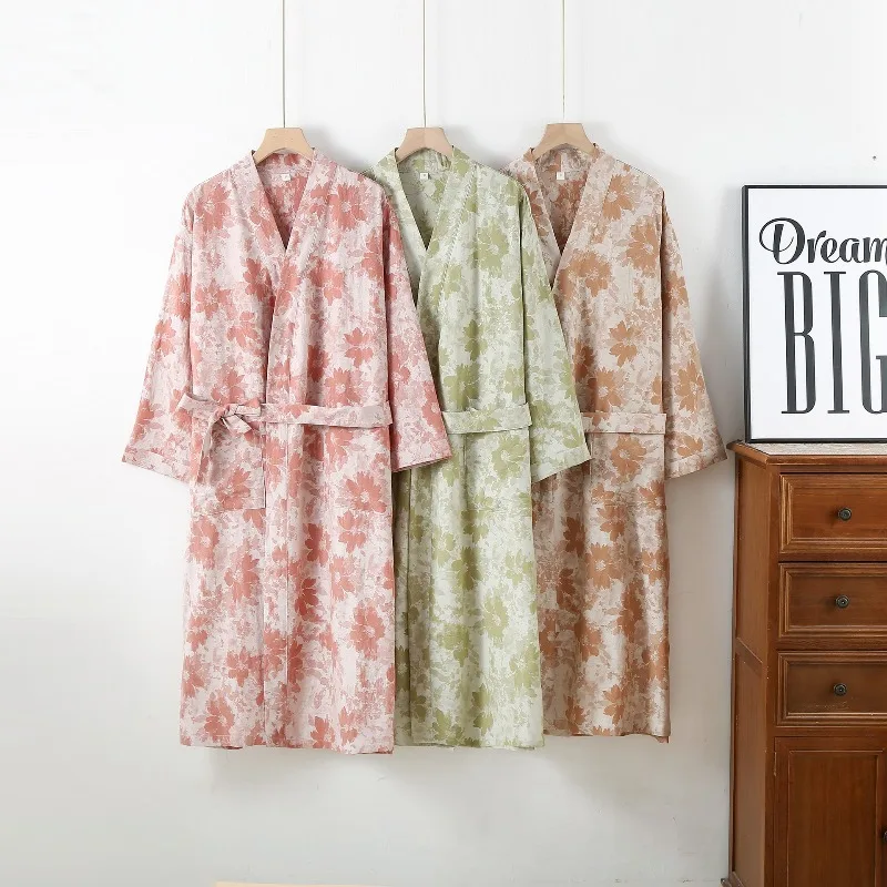 

Женский хлопковый свободный халат с принтом и застежкой-молнией, толстовка, хлопковая пижама, удобная домашняя одежда