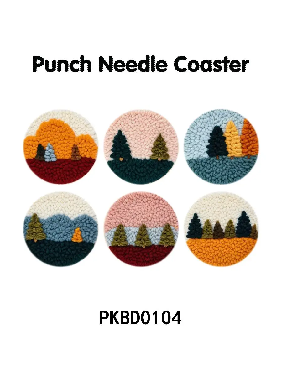 

Punch Needle Coasters Kit For Adults Beginner Sunset Patterns 6 Coasters, Tools, Yarns, Hoop,Instruction Diy Craft Art Gifts