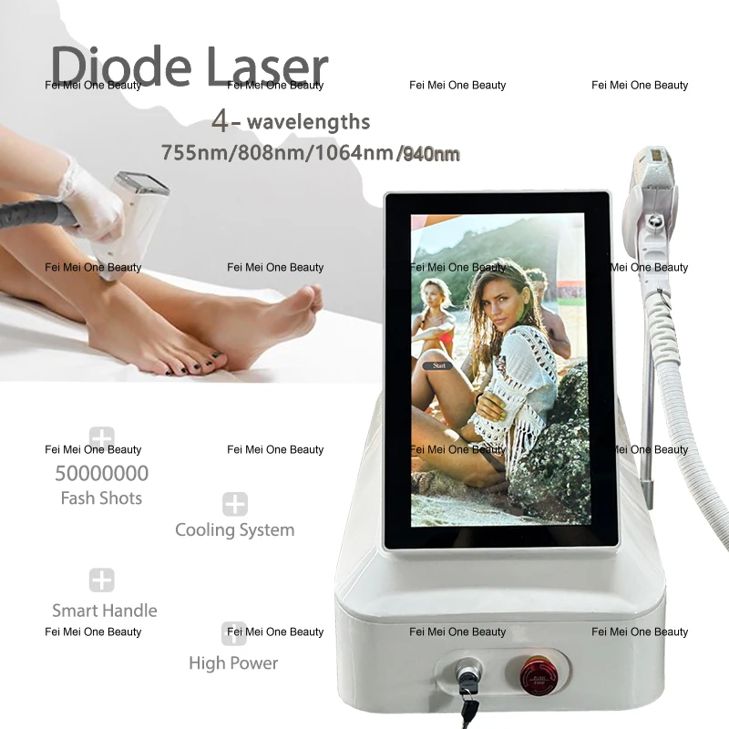 

4000w Soprano Diode Ice Titanium Laser Body Hair Removal Machine 4 Wavelength 808nm 755nm 1064nm 980nm Alexandrite Device