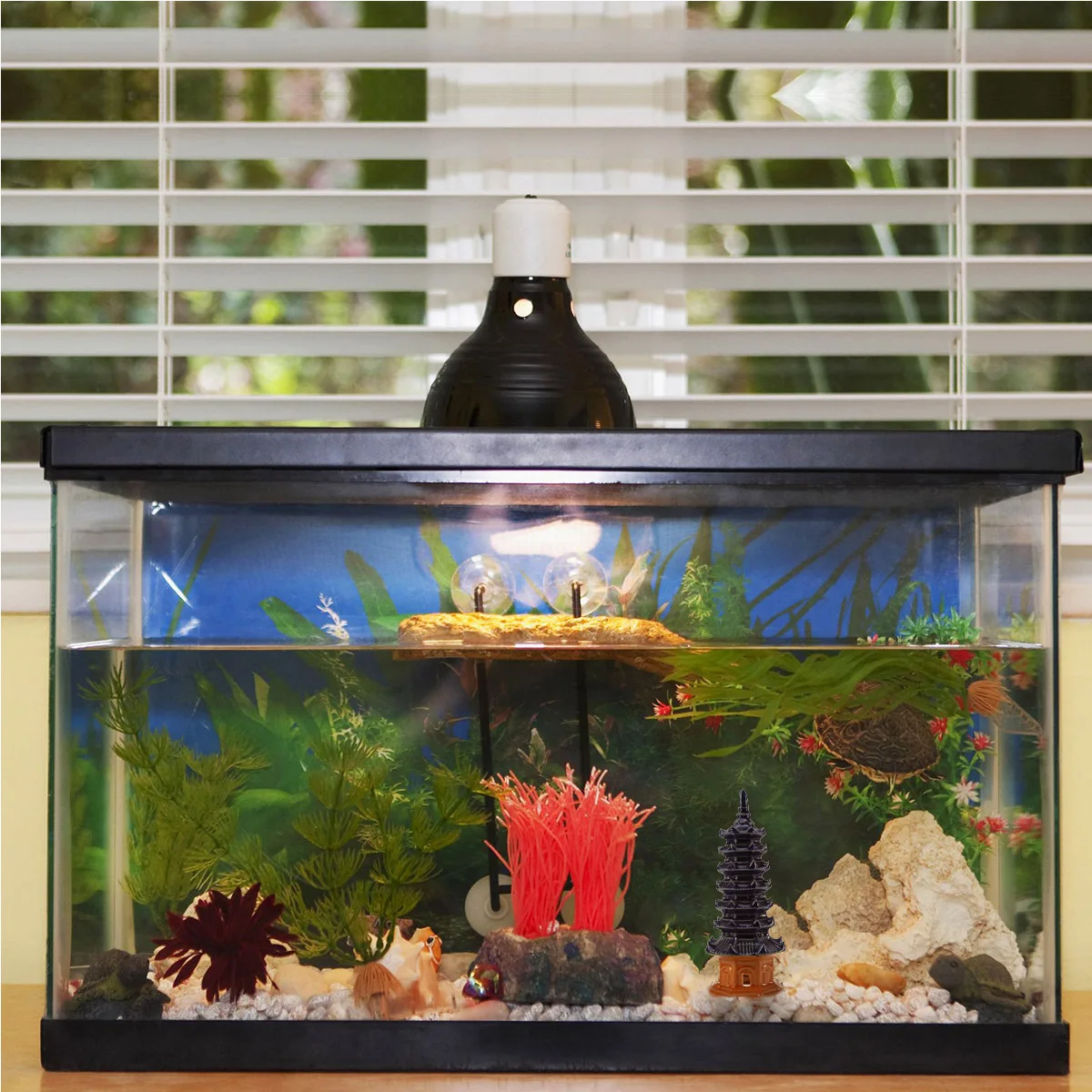 

Ceramics Hexagonal Pagoda Decor Colorful for Fish Tank Aquarium Lifelike Fish Tank Tower Ornament Aquarium Ceramics Tower