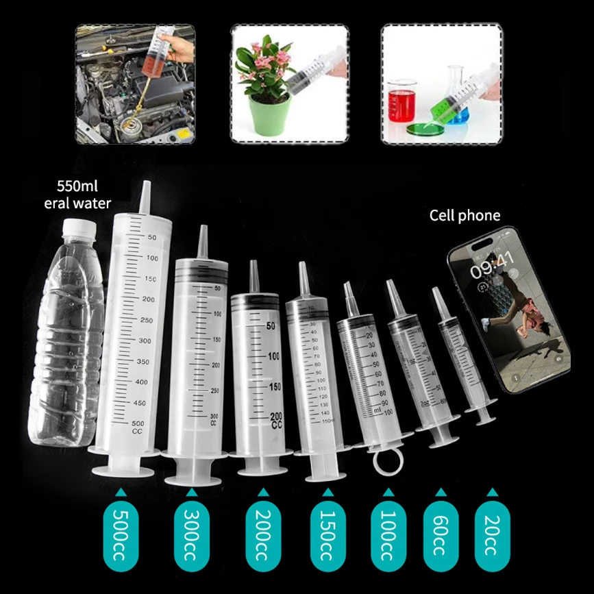 Large Capacity Syringe 100cc-500cc Syringe for Oil Pump,Pet Feeding and Metering Pump,Optional Accessory 1m Hose