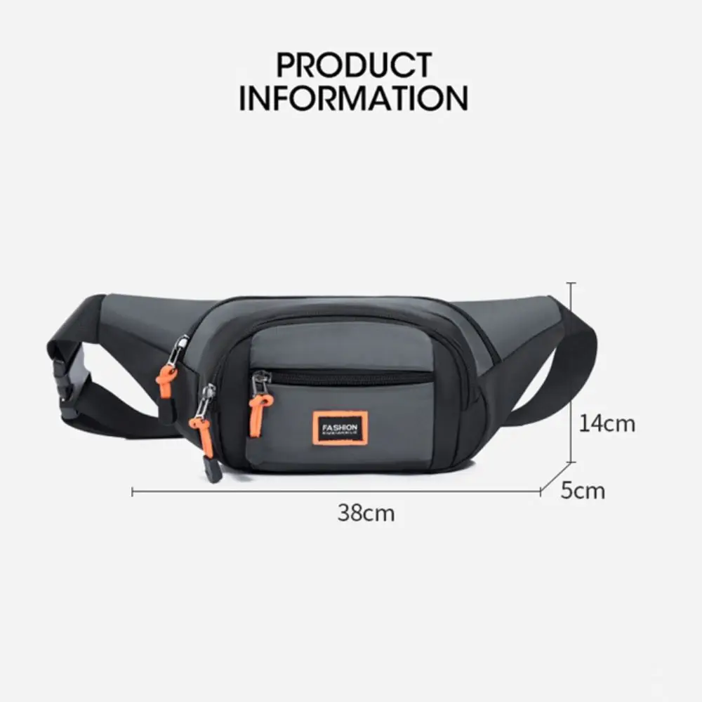 Black Grey Blue Green Men Chest Bag Fashion Large Capacity Oxford Cloth Sports Chest Bag Multifunctional Waist Bag Unisex