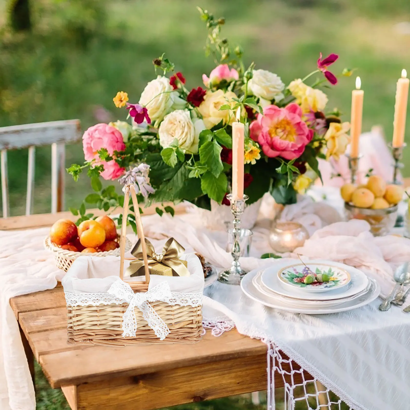

Handwoven Wicker Picnic Basket Large Willow Basket with Handle Multifunctional Storage for Home Office Picnic Baskets