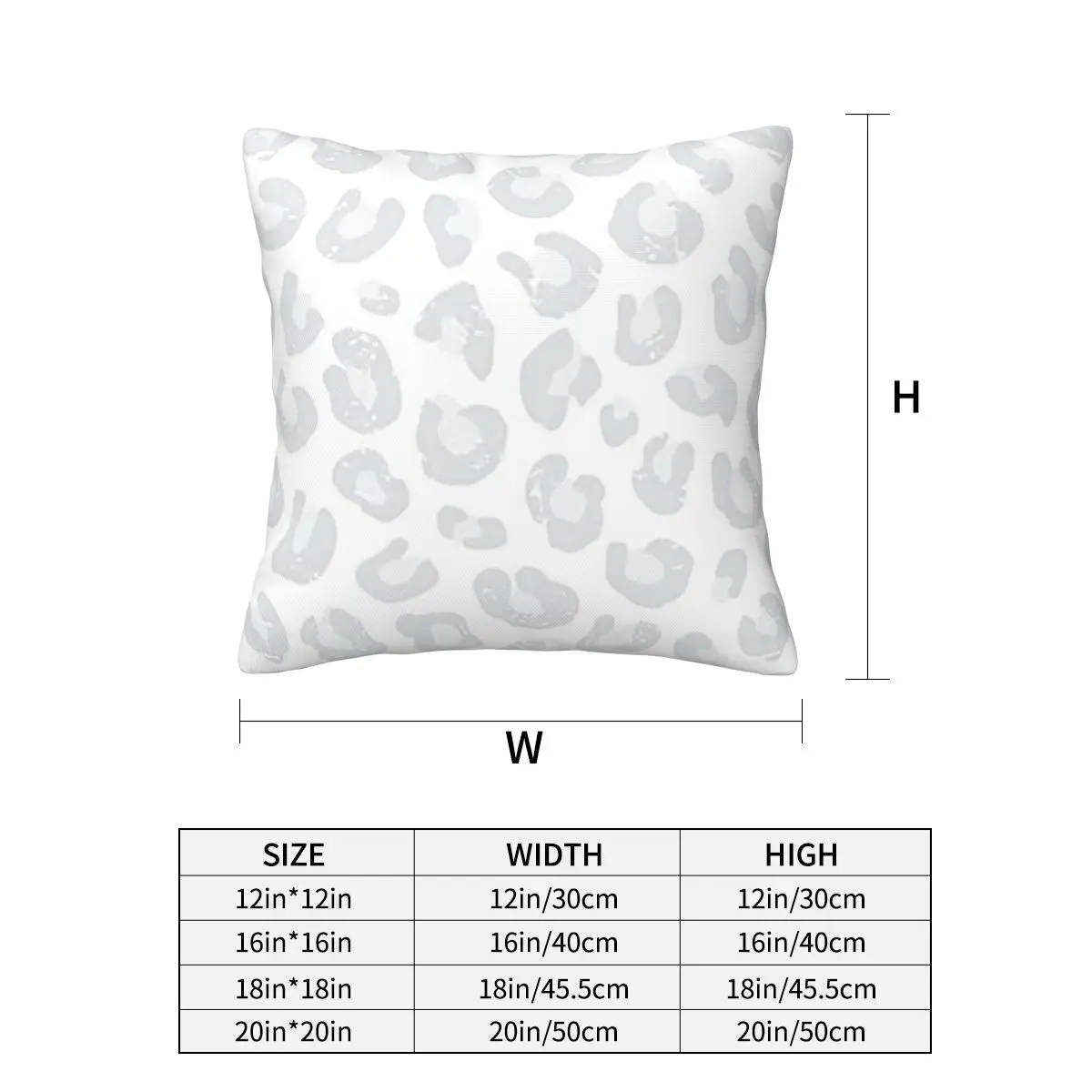Leopard Print - Silver Gray And White Square Pillowcase Pillow Cover Cushion Decor Comfort Throw Pillow for Home Living Room