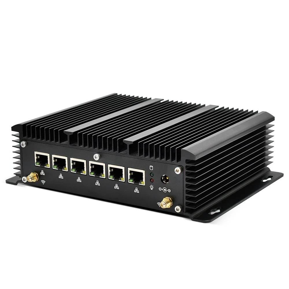Win10 Linux الصناعية بدون مروحة صندوق مدمج RJ45 RS232 COM 4G SIM 5405U 3965U 6xi211 شبكة خادم صغير مؤسسة جدار الحماية الكمبيوتر