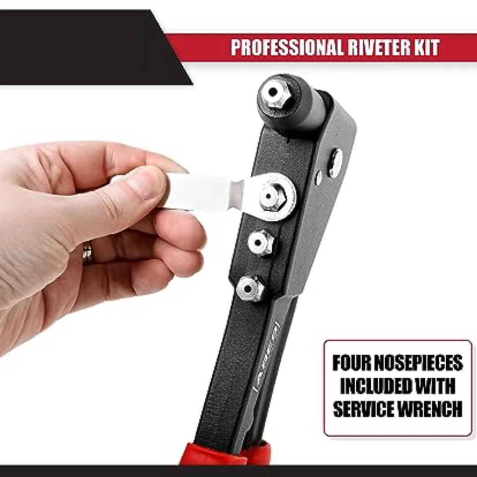 Professional Pop Rivet Gun with 60 Rivets-Rivet Sizes 3/32-inch,1/8-inch,5/32-inch,&3/16-inch-Applications Include Sheet Metal