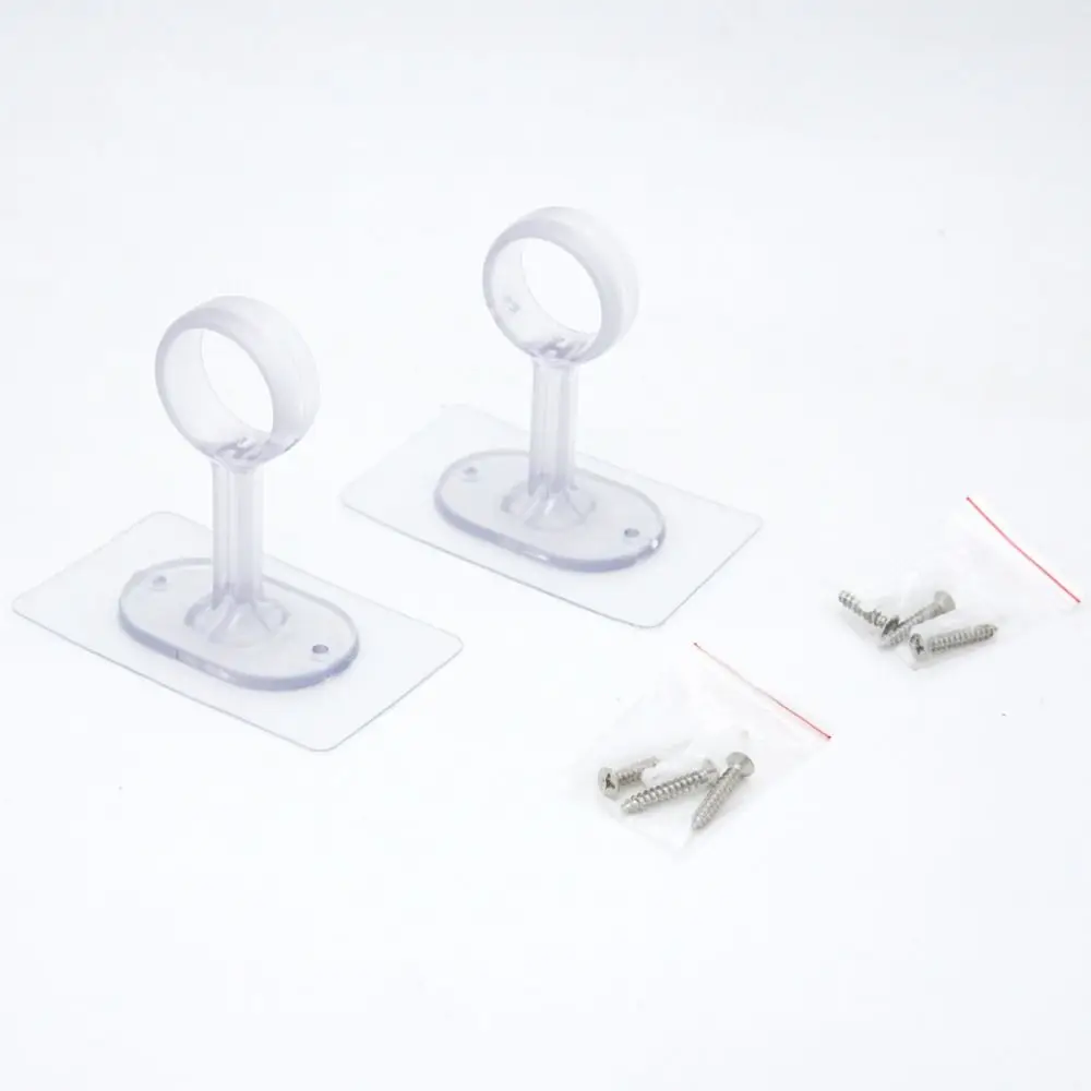 1/2pcs Self Adhesive Curtain Rod Brackets No Drilling Clear/Black Curtain Rod Holders Curtain Rod Support Hooks