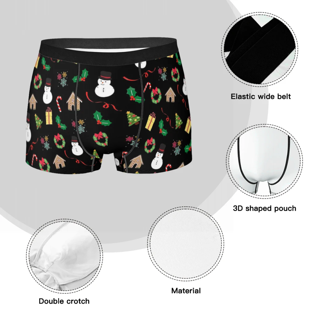 Christmas Pattern Merry Christmas Underpants Breathbale Panties Man Underwear Comfortable Shorts Boxer Briefs