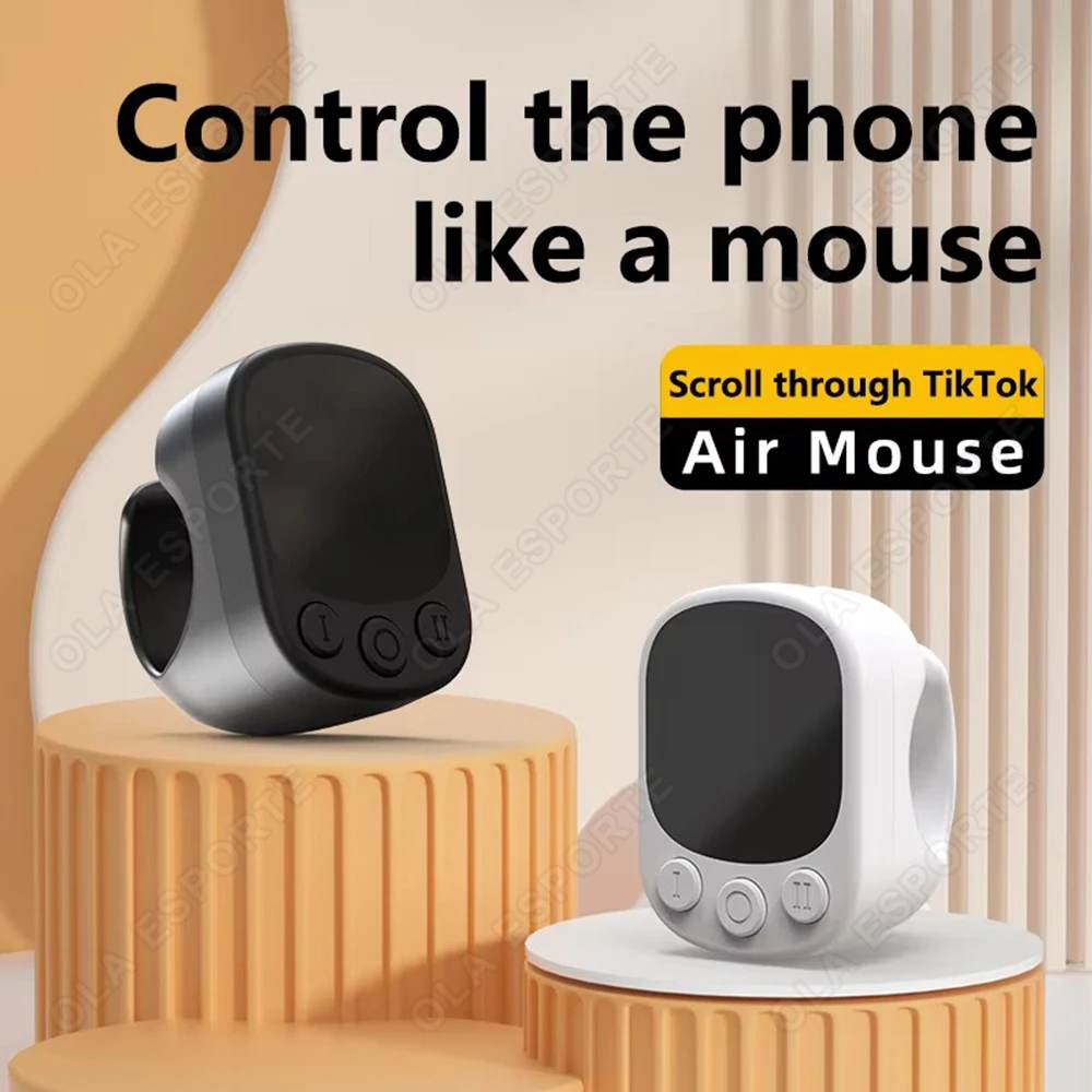 Bluetooth Scrolling Ring Remote Control Touchpad Camera Shutter Mouse Ring for Short Video Control Compatible with iPhone iPad