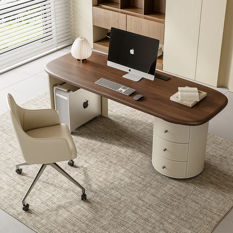 

Modern minimalist desk, designer study, home desk, high-end saddle leather writing desk, light luxury computer desk