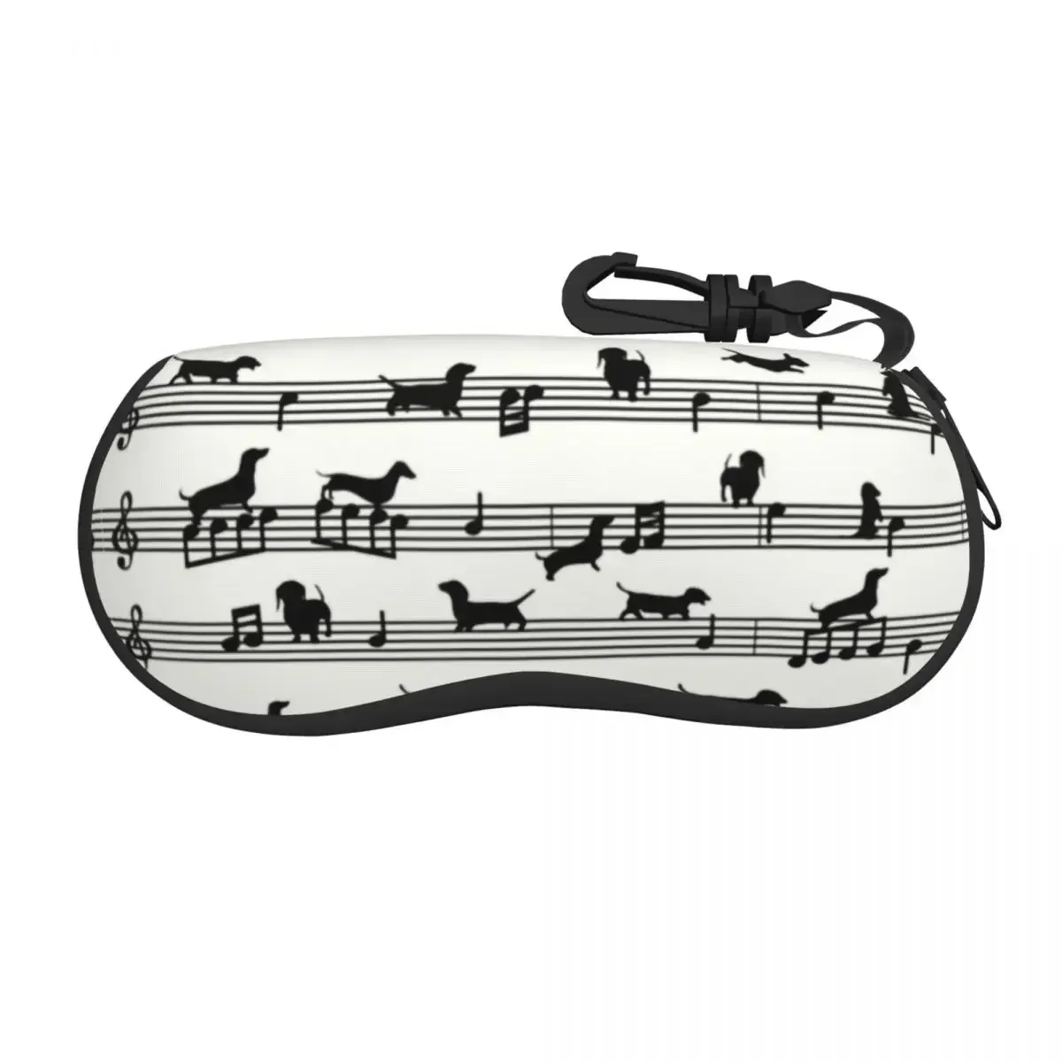 Music Notes Dachshund Shell Eyeglasses Case Women Men Cute Wiener Badger Sausage Dog Glasses Case Sunglasses Box Pouch