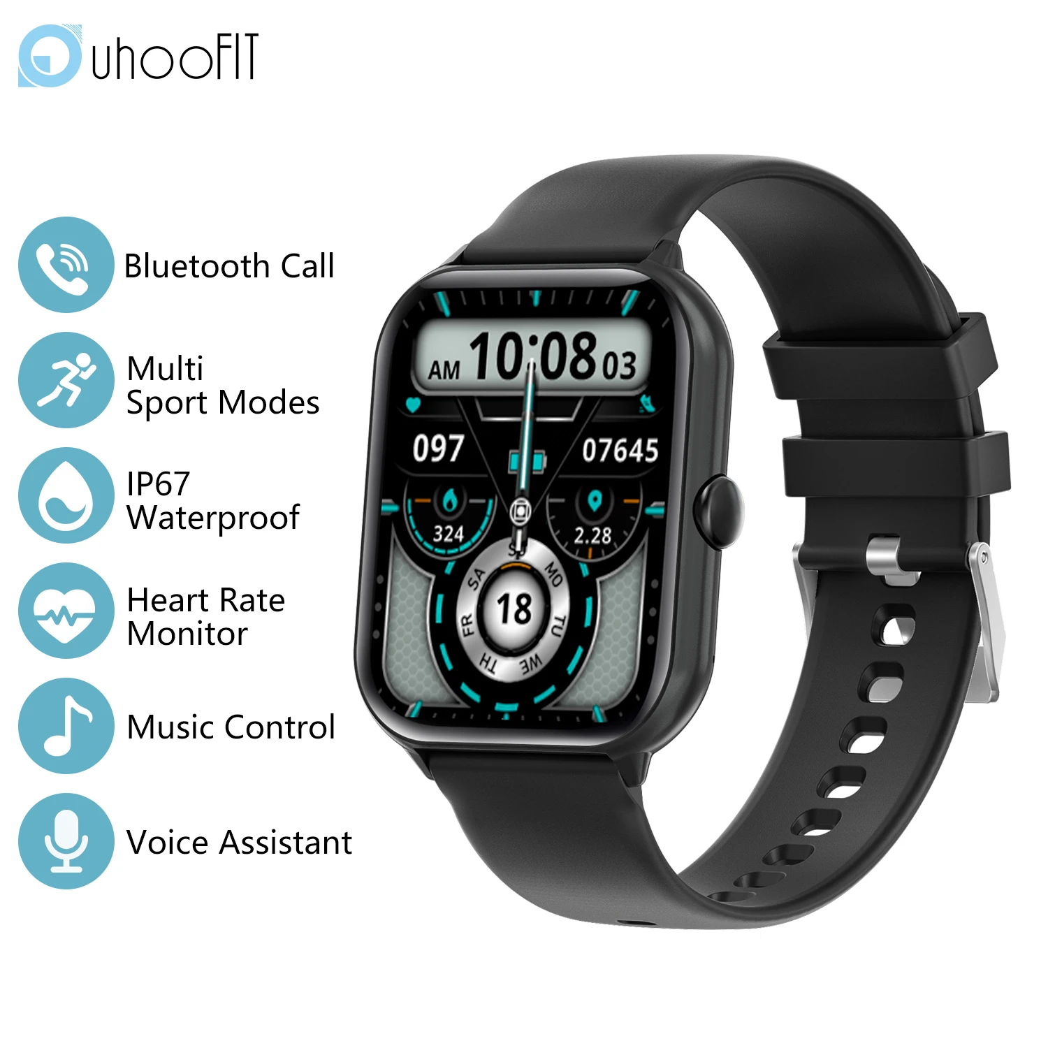 Smart Watch Men Women Bluetooth Voice Call Health Monitoring Sports Fitness Tracker IP67 Waterproof Smartwatch for Android IOS