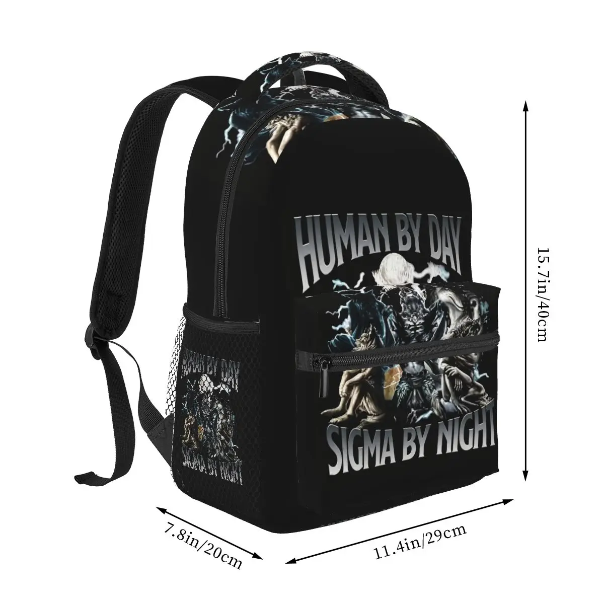 Human By Day Sigma By Night Wolf Graphic Backpack Hot Sale Daypack Large Capacity BookBag School Bag Shoulder Bags for Men Women