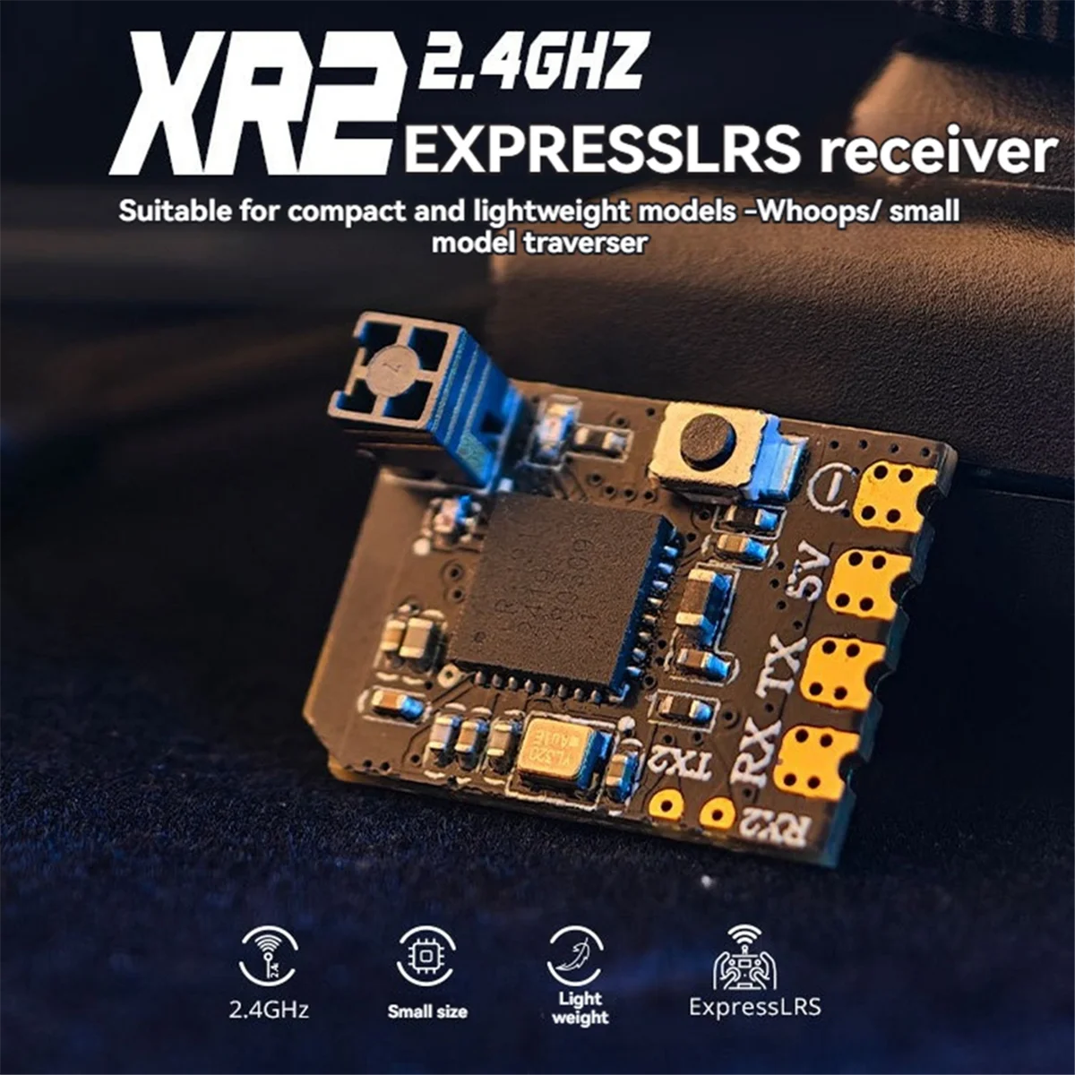 AB51 XR2 Nano 2.4GHz ExpressLRS Receptor Torre Antena LR1121 Transceptor com Módulo Wi Fi Embutido