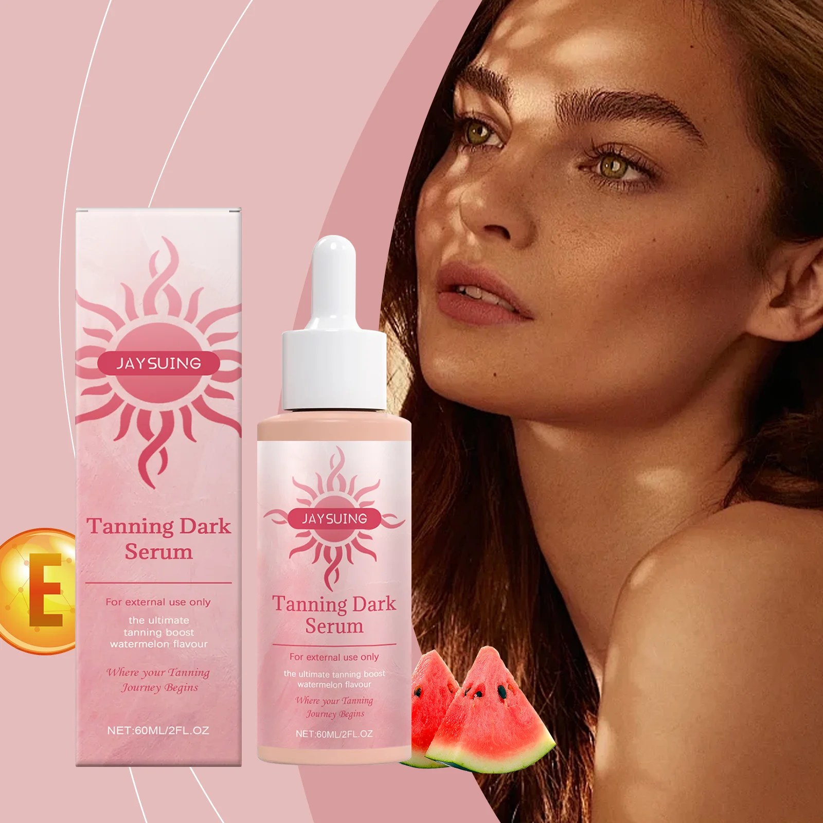 

Tanning Dark Drops Watermelon Sunless Long-Lasting Bronzer Natural Wheat-Colored Skin Nourishing Vitamin E Face Body Self Tanner