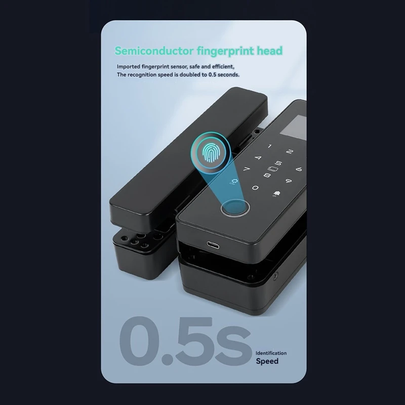 Dubbel glazen deurslot Smart Lock APP Biometrische veegkaart Vingerafdruk Wachtwoordslot Glazen deursloten voor kantoordeur