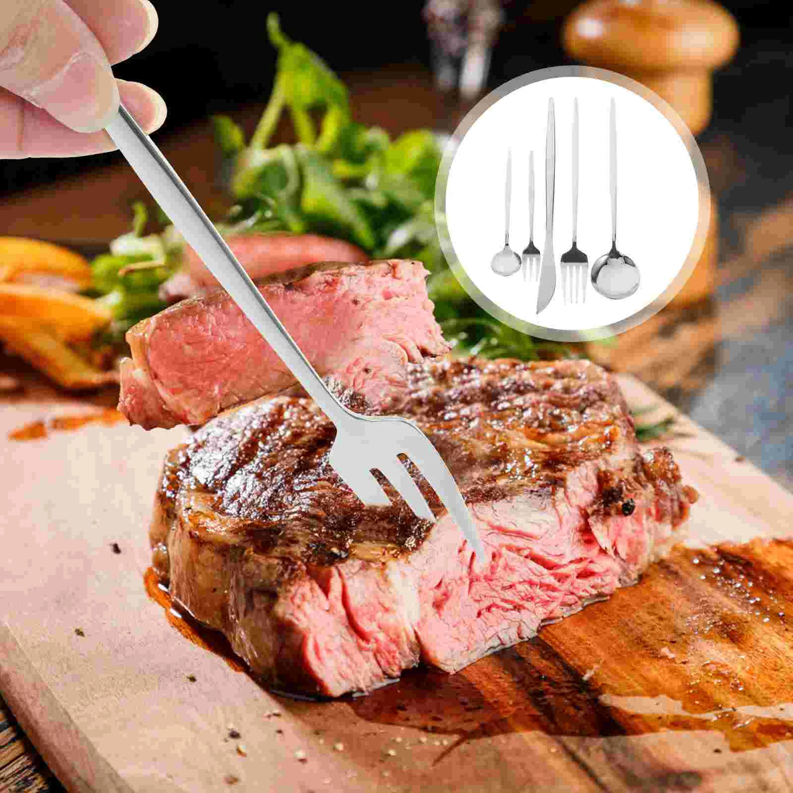 

Stainless Steel Tableware Golden Portuguese Western Steak Knife Portable Flatware Kit