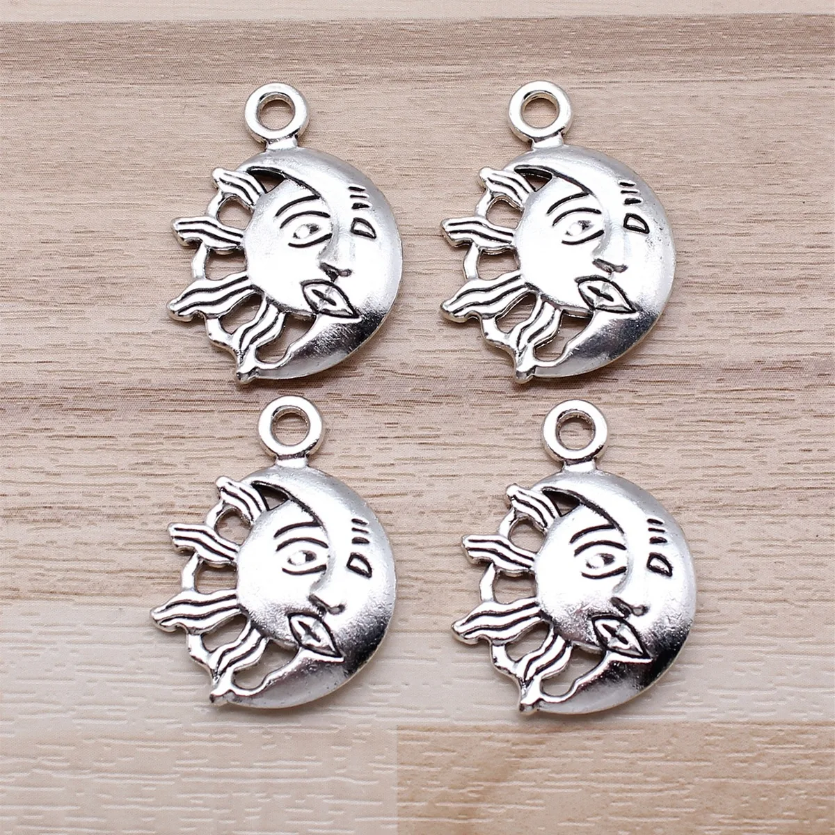 IFOCUS 4pcs/Lot Moon And Sun Charms For DIY Jewelry Making Zinc Alloy 26x20mm/1.02x0.79inch