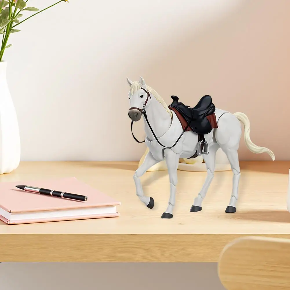 

Saddled Horse Model Pvc Horse Figure with Movable Joints Simulation Miniature Horse Model Collectible Toy Decoration Ornament