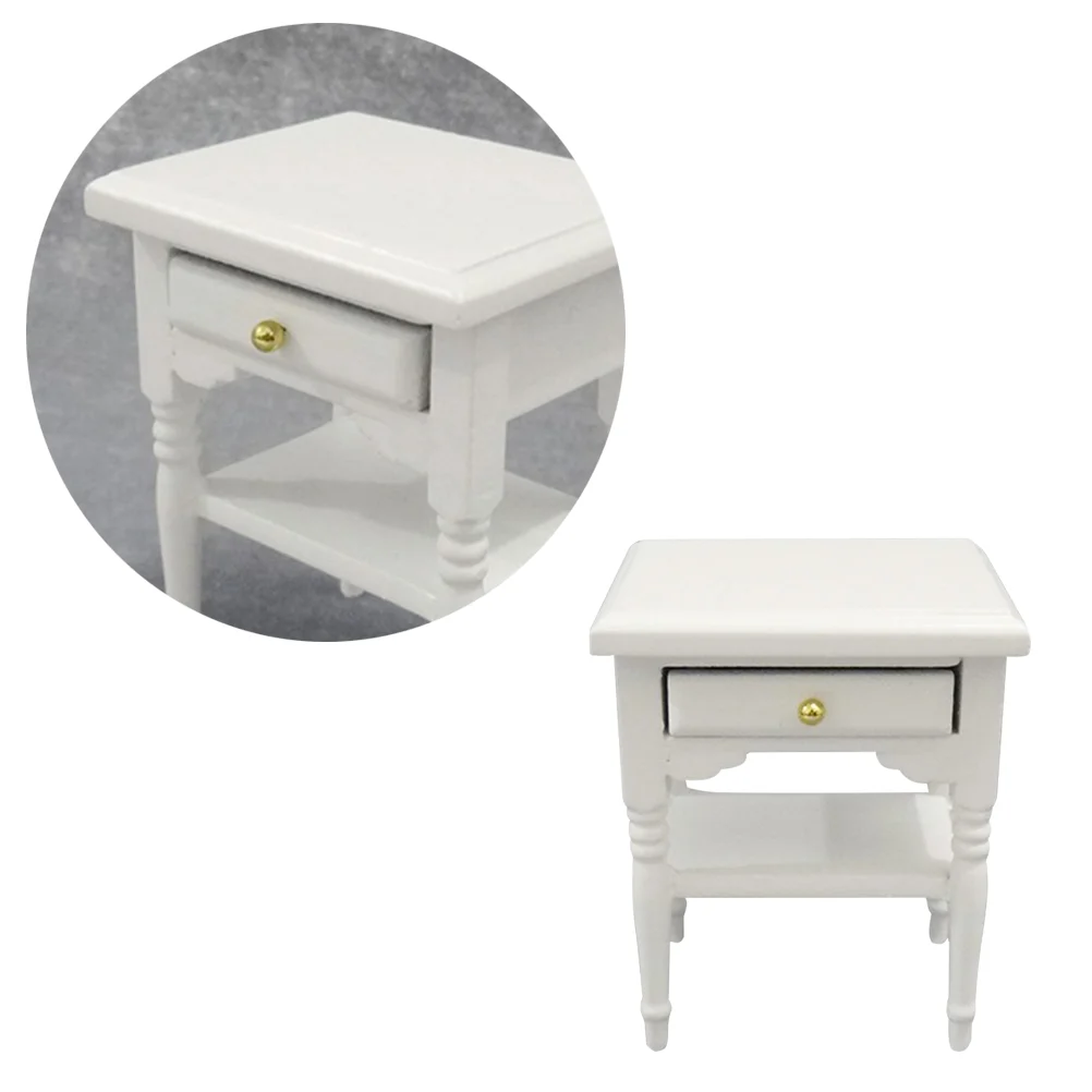Baby Toys Bedside Table Model Kids Mold Toddler Wooden Children’s White Nightstand